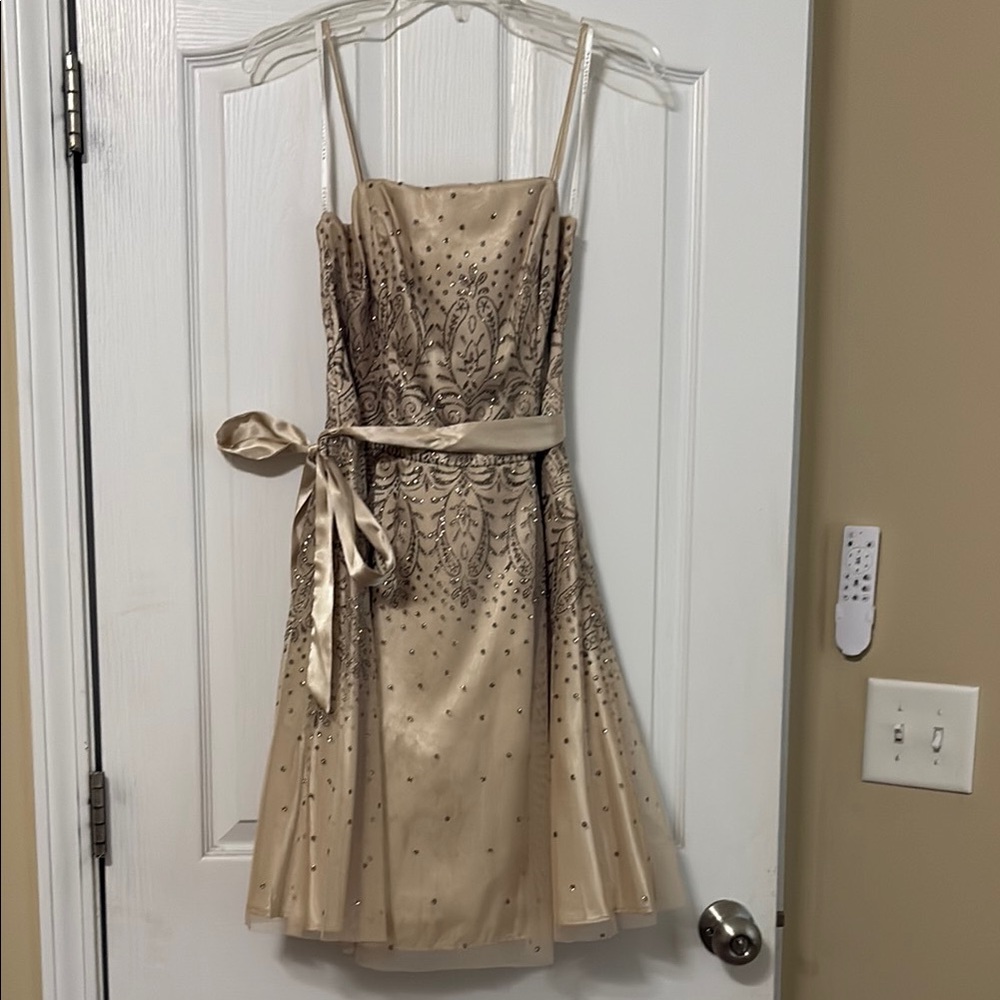 Masquerade Gold Embellished Prom Dress